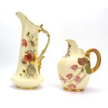 A Royal Worcester ivory blush jug of squat ovoid form decorated with floral sprays, pdcm 1888, h.