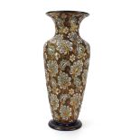 A large Doulton Lambeth 'lace' vase of baluster form, h.