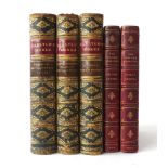 Fine bindings : A selection of differently sized volumes featuring the work of Hugo's Les Miserable,