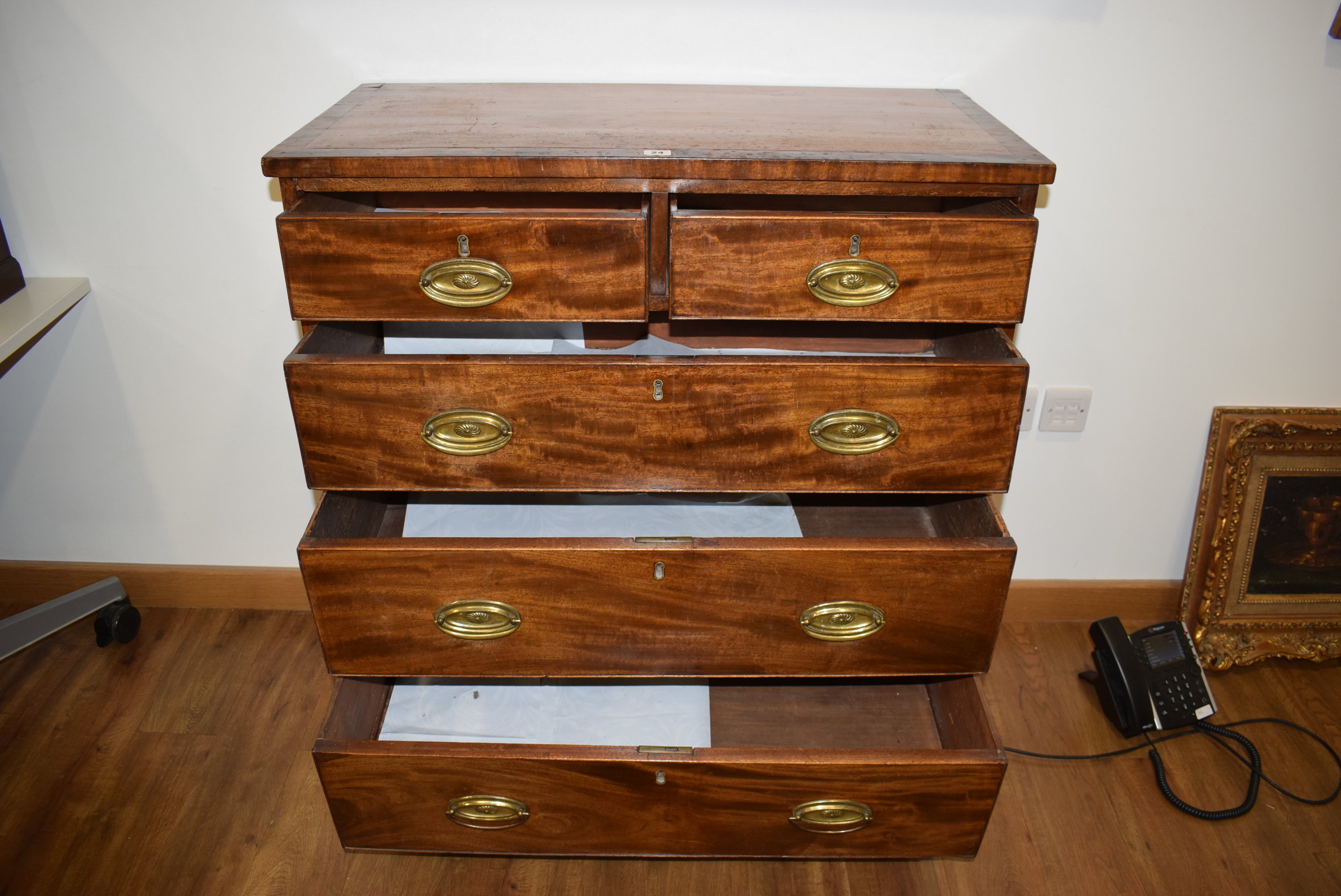 A 19th century mahogany and crossbanded chest-on-chest of low proportions, - Image 16 of 17