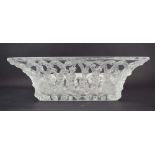 A Lalique square clear glass bowl decorated in the 'Rose Trellis' pattern, base etched 'Lalique,