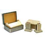 Two shagreen and bone cigar/cigarette holders together with a pair of matching matchbox holders