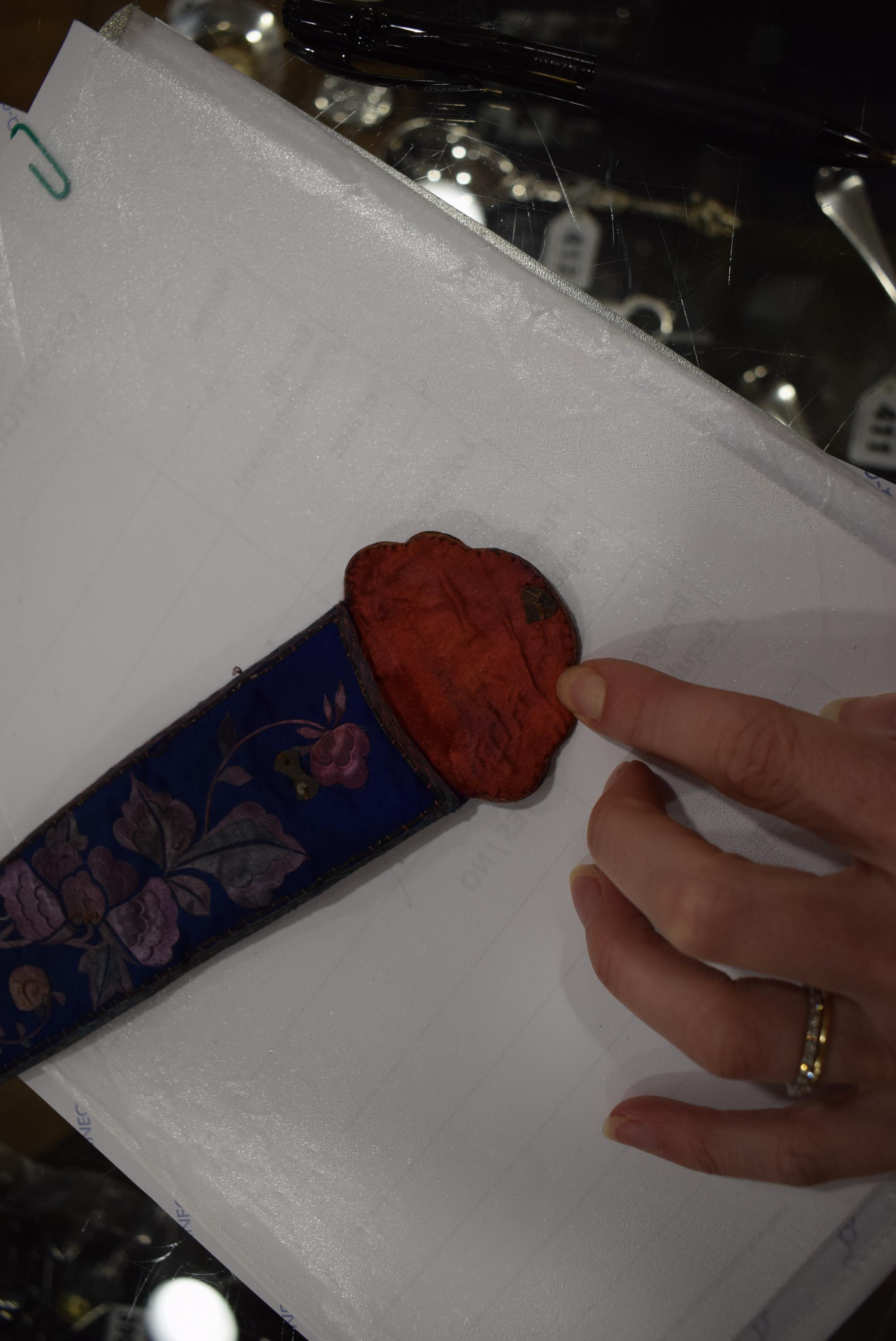 A group of textiles including an embroidered clutch bag with glass roundels, - Image 14 of 14