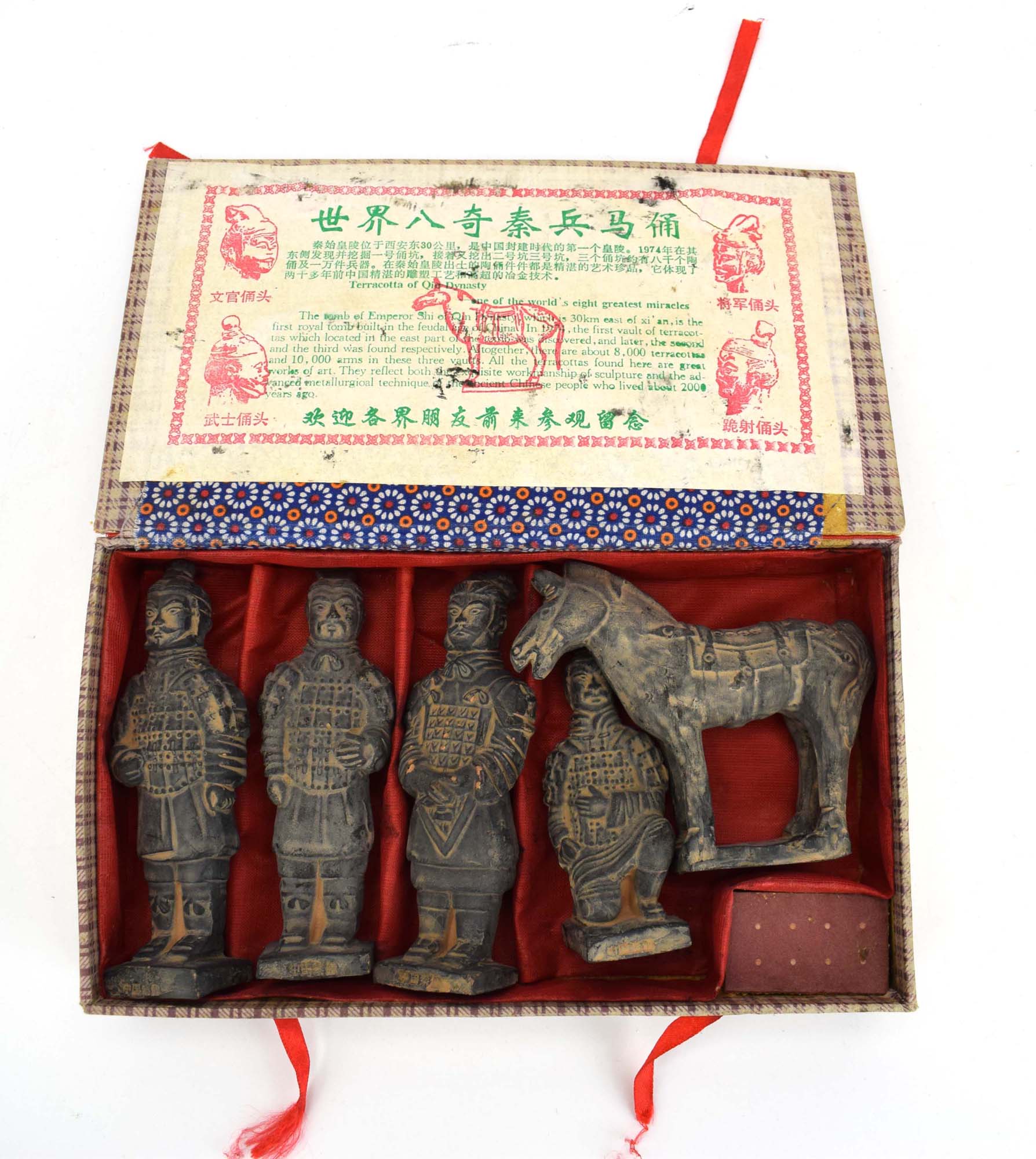 A set of five terracotta warrior figures made for the tourist market,