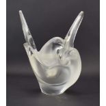 A Lalique frosted glass 'Sylvie' posy modelled as a pair of doves, base etched 'Lalique, France', w.