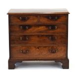 A Georgian mahogany chest of two short over three long graduated drawers, on bracket feet, w.