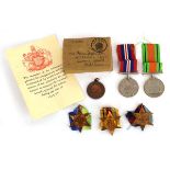 A group of Second World War medals, the box addressed to Lieutenant Harry Stephenson R.N.