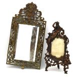 An Art Nouveau style brown patinated table mirror, stamped Beatrice,