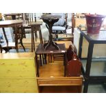 Single drawer wooden TV stand, magazine rack, small mahogany effect coffee table and small single