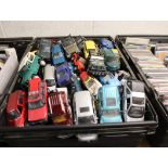 Crate of various die cast vehicles incl. Land Rovers and other 4x4s