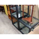 3 stackable cuboid 2 tier glass side tables