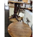 3 circular wooden bar tables