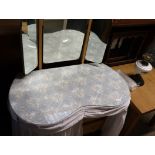 Kidney shaped dressing table with 3 panel mirror over