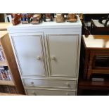 White and gilt mini wardrobe with 2 drawers to base