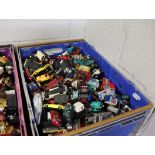 Crate containing loose die cast vehicles