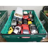 Crate containing model VW camper and other cars