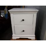 (2039) Modern white 2 drawer bedside