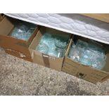 3 boxes of glassware incl. small glass mantle clock