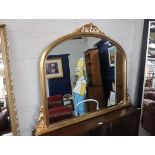 Large gilt framed over mantle mirror