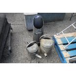 2 galvanized watering cans and galvanized coal bucket