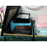 Crate of various picture frames and albums