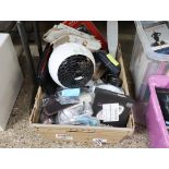 (2303) Crate containing mixed consumer returns incl. sunglasses, lamps, fans, sensor mirror,