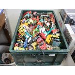 Crate of pre loved die cast vehicles