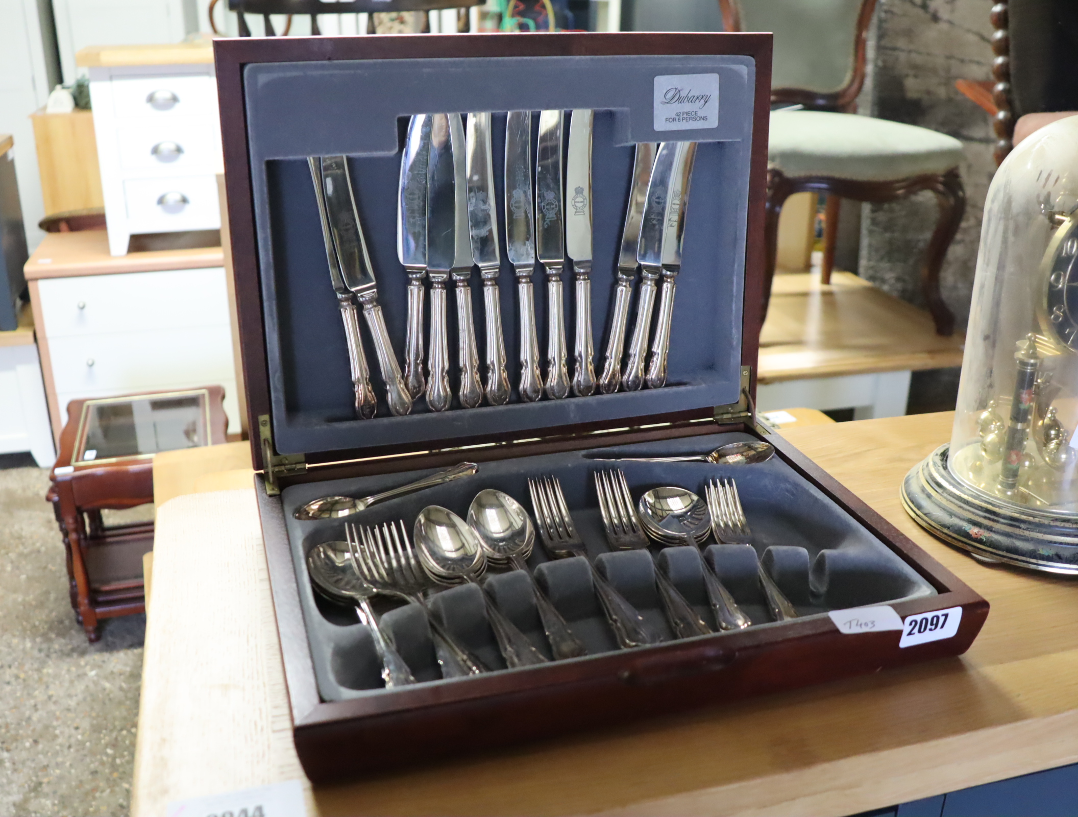 Hardwood cased Dubarry stainless cutlery set