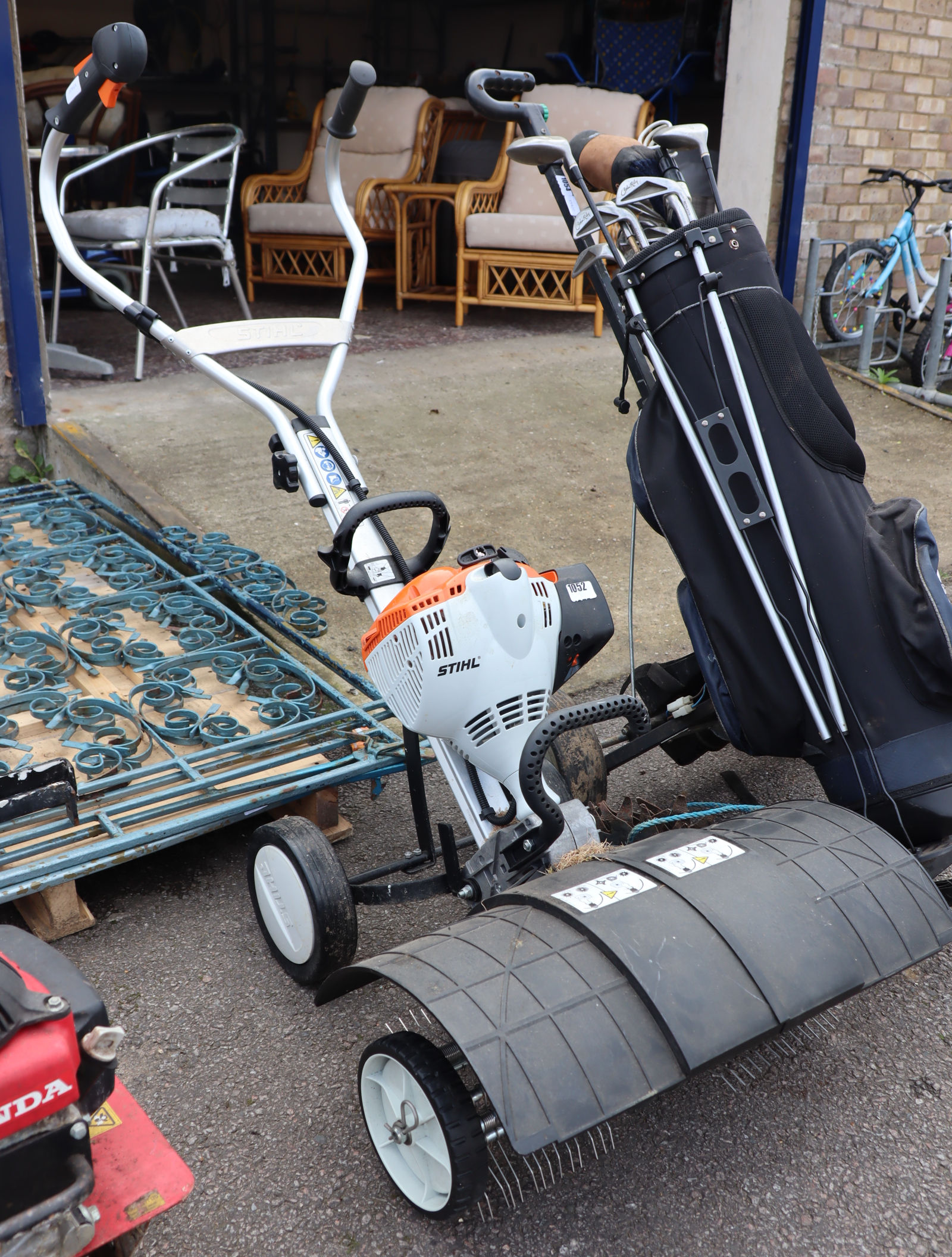 Stihl MM56 petrol engine scarifier/rake