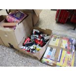 (2183,2205) Crate containing die cast emergency service vehicles with vintage toys and games incl.