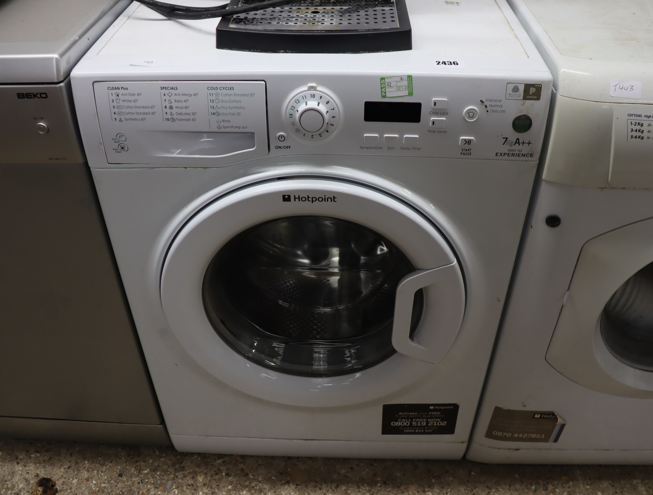 (2) Hotpoint 7kg washing machine