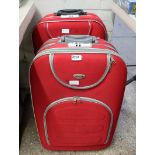 (2271) 2 red soft shell luggage cases