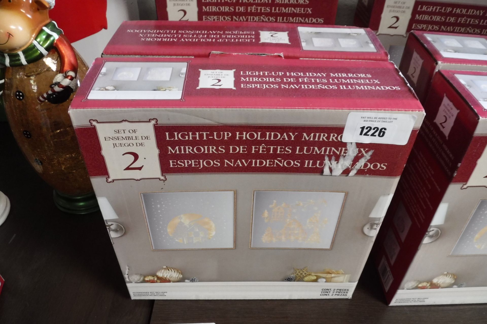 2 box sets of light up holiday Christmas mirrors