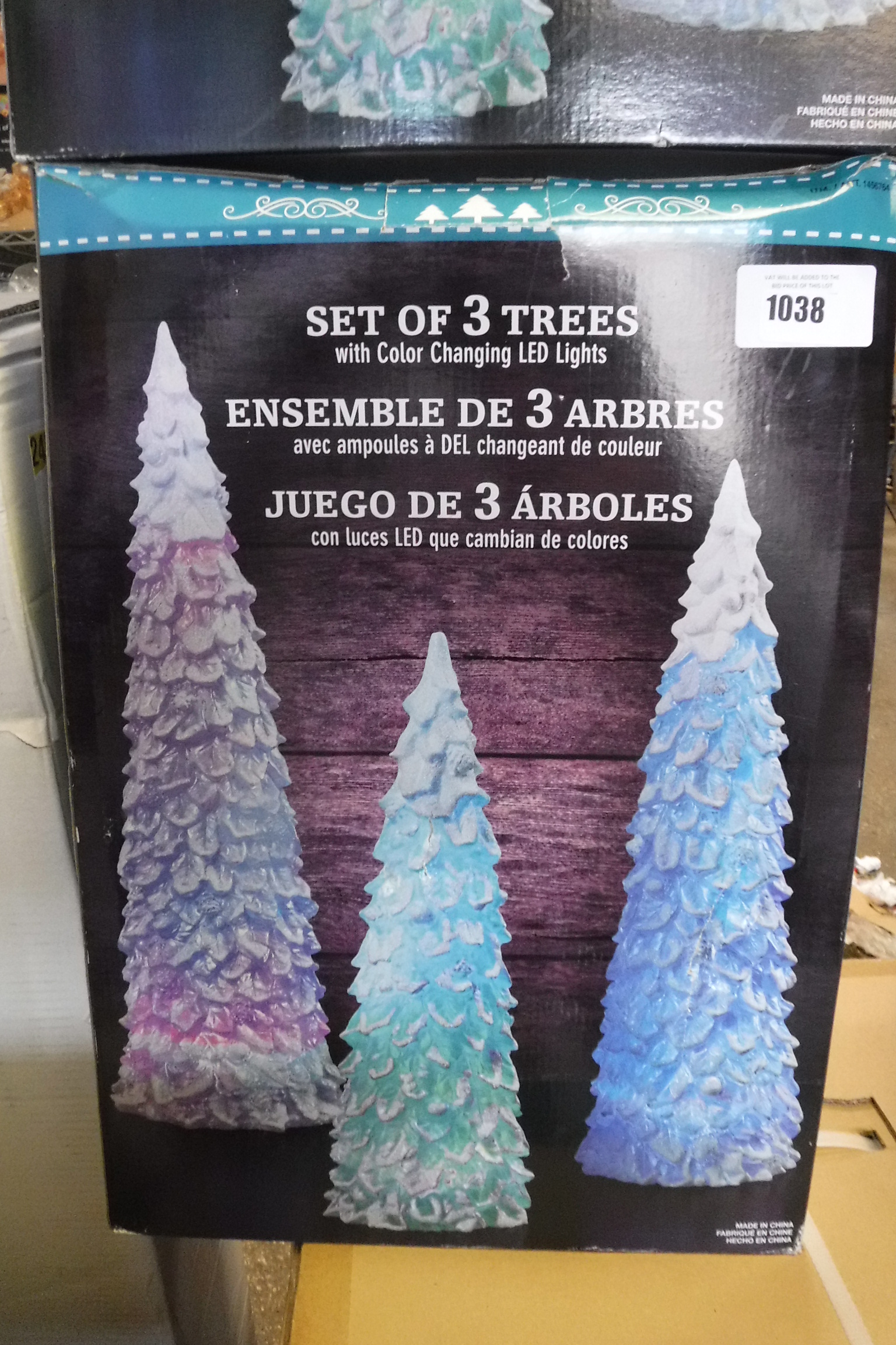 Boxed set of 3 colour changing LED Christmas trees