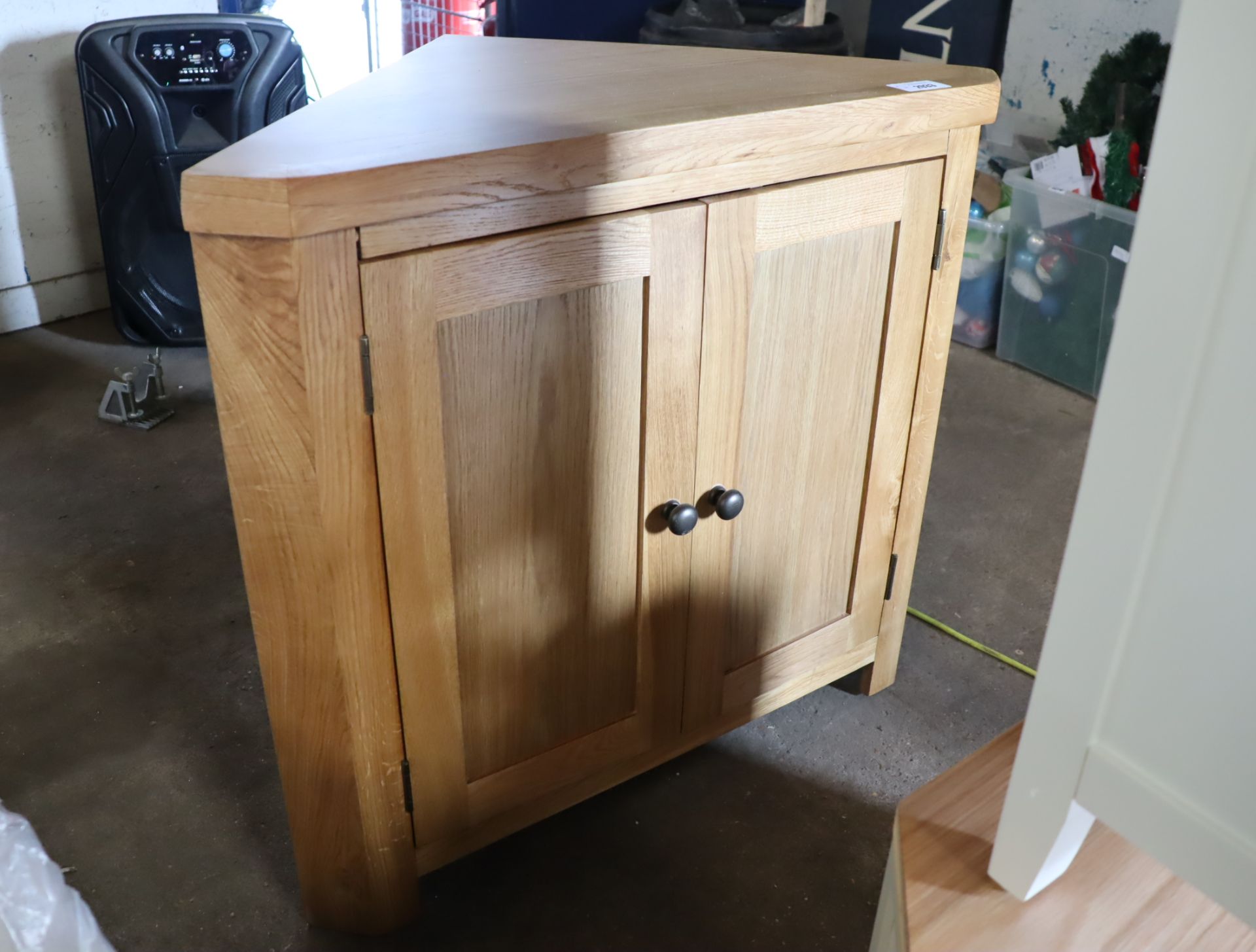 Modern light oak corner cupboard