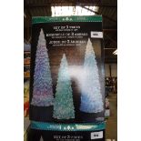 Boxed set of 3 colour changing LED Christmas trees