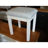 Off-white dressing table stool with grey upholstered