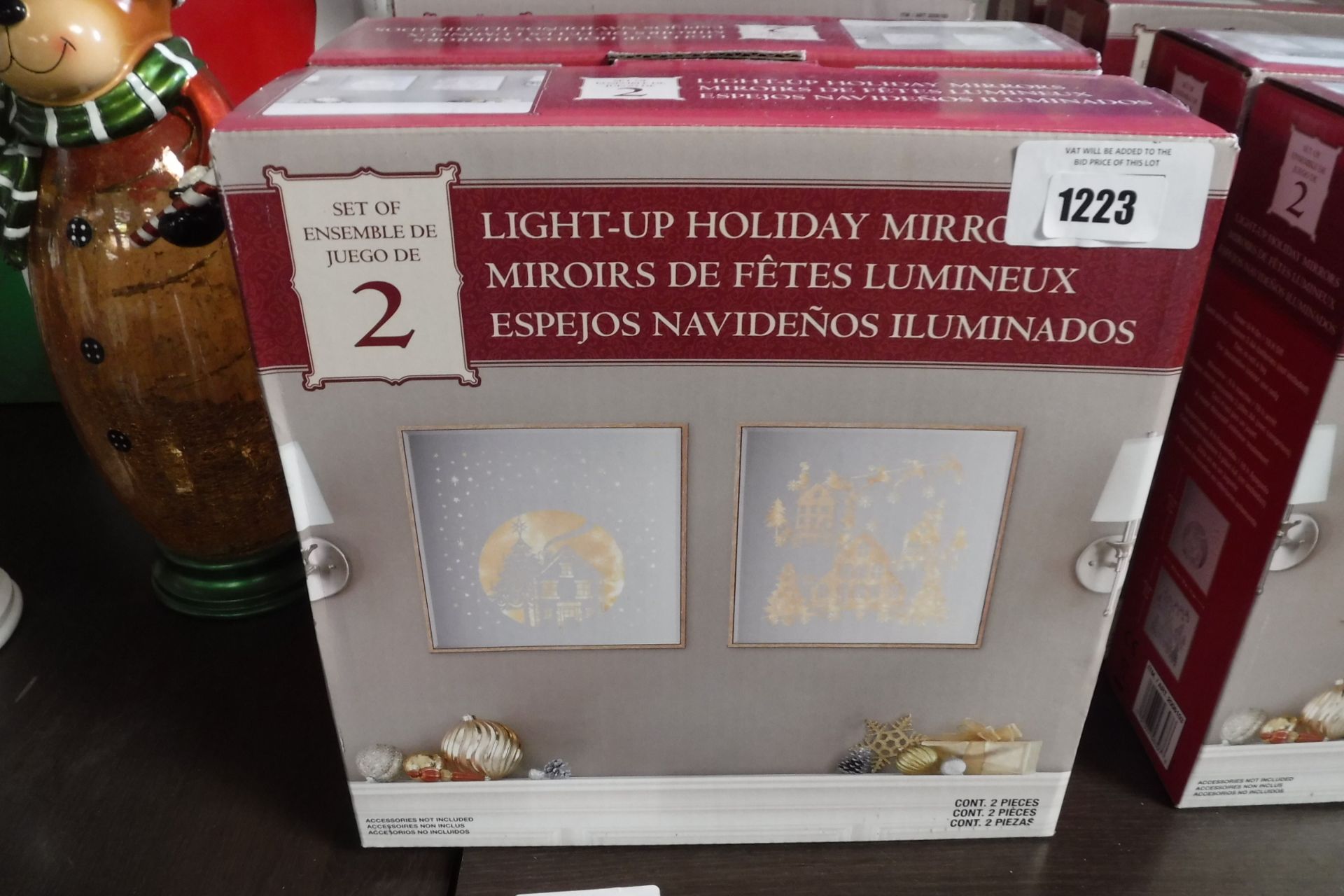 2 box sets of light up holiday Christmas mirrors