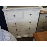 Modern white chest of 2 over 3 drawers
