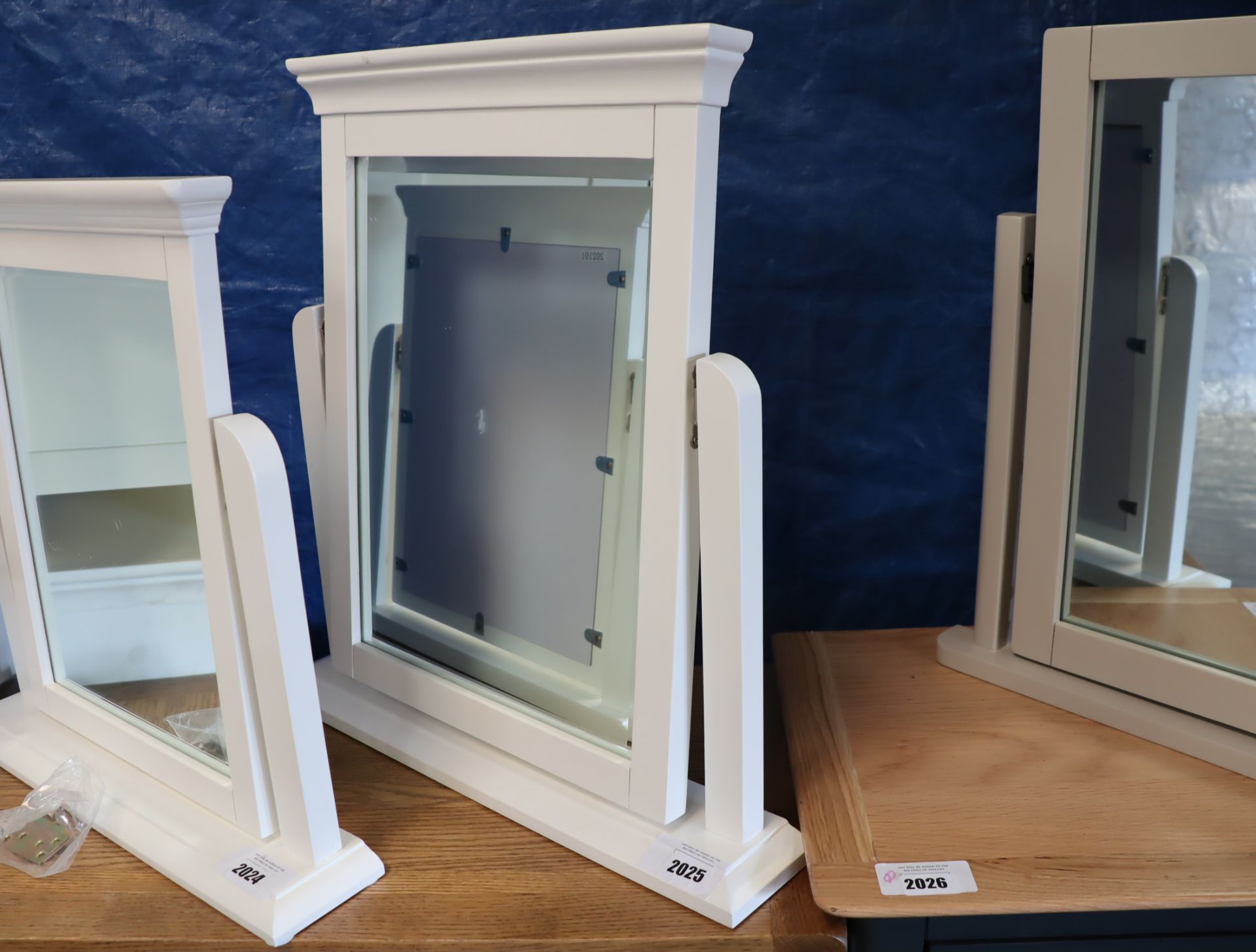Free standing white dressing table mirror