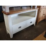 Single drawer entertainment stand with oak surface