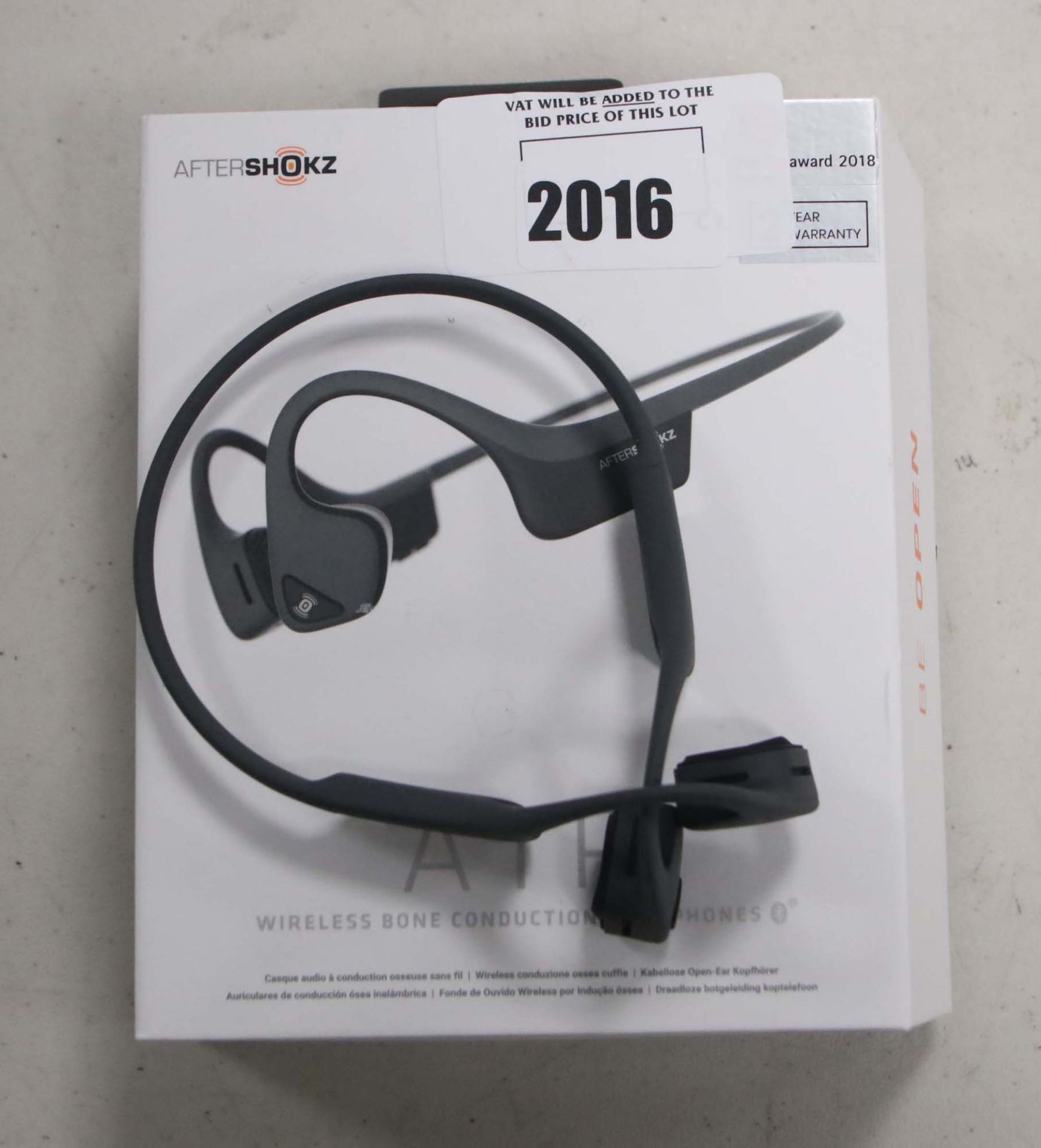 Aftershokz Air wireless bone conduction headphones in box