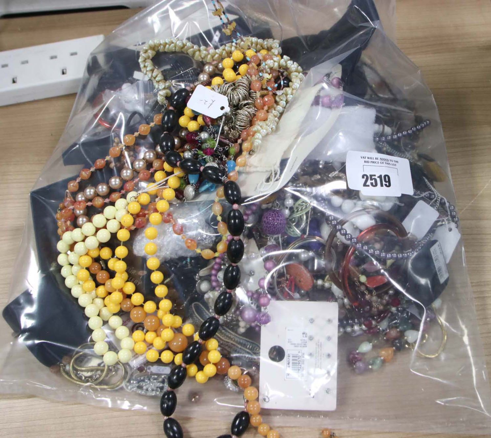 Bag containing costume jewellery