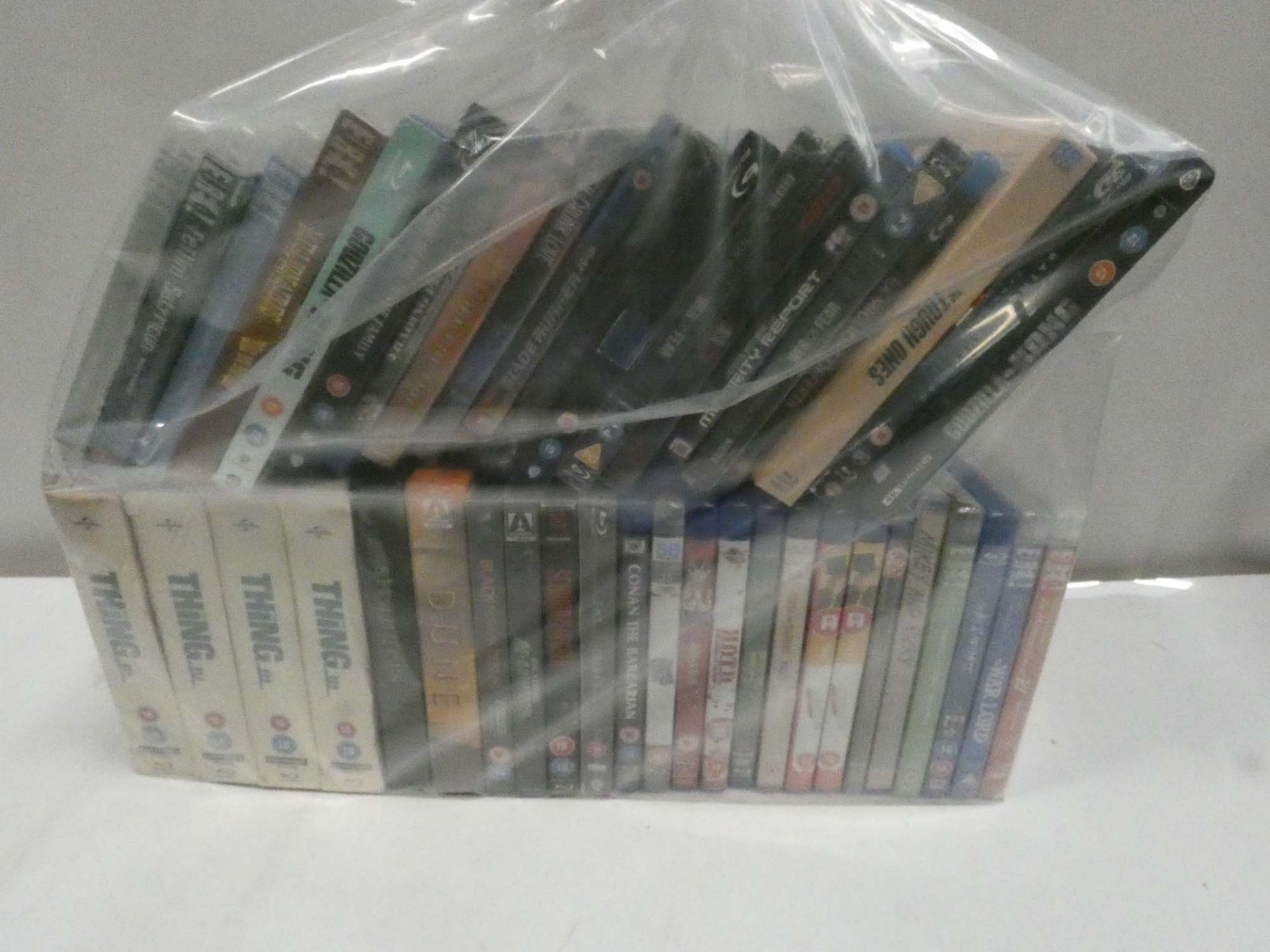 Bag containing quantity of Blu-Ray and DVD films