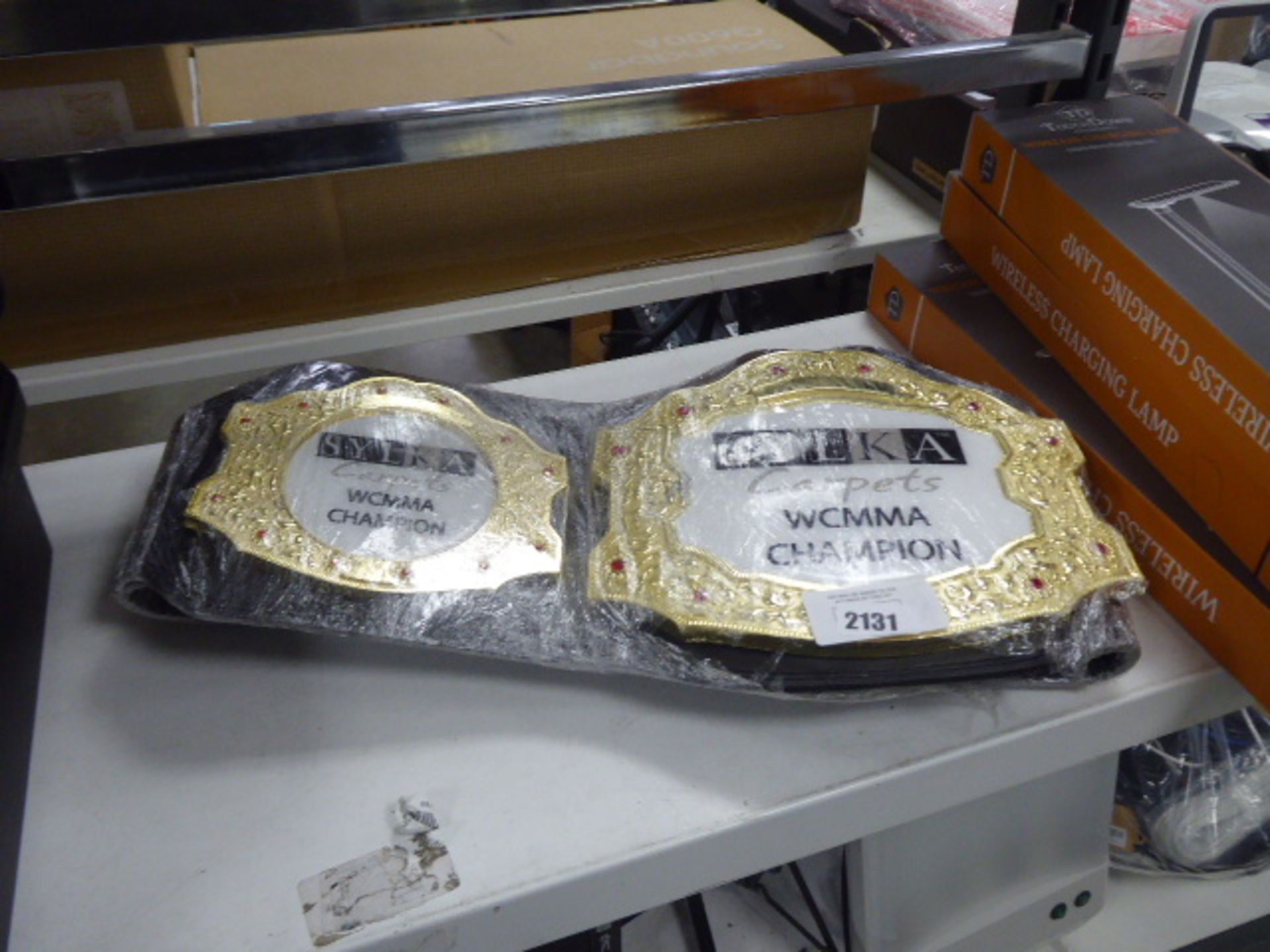 WCMMA Championship belt, presented by Sylka Carpets