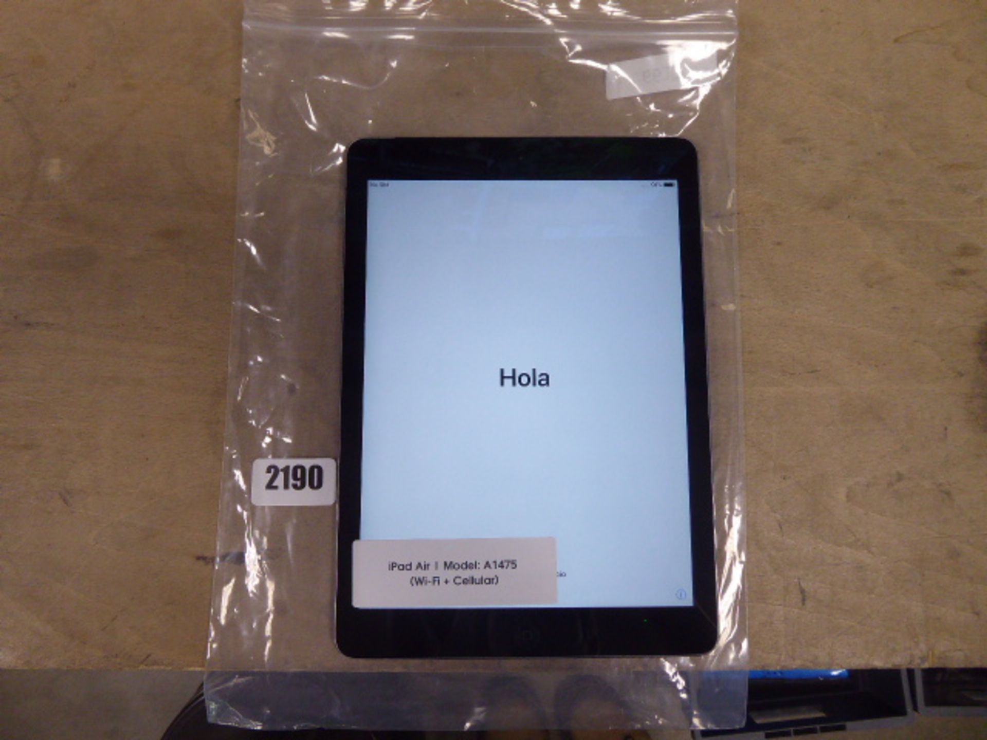 Apple iPad Air model A1475 wifi and cellular model (possibly locked to iCloud, no accessories)