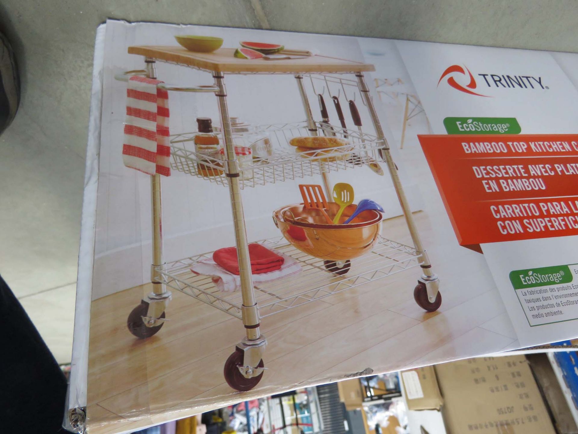 Trinity bamboo topped kitchen cart