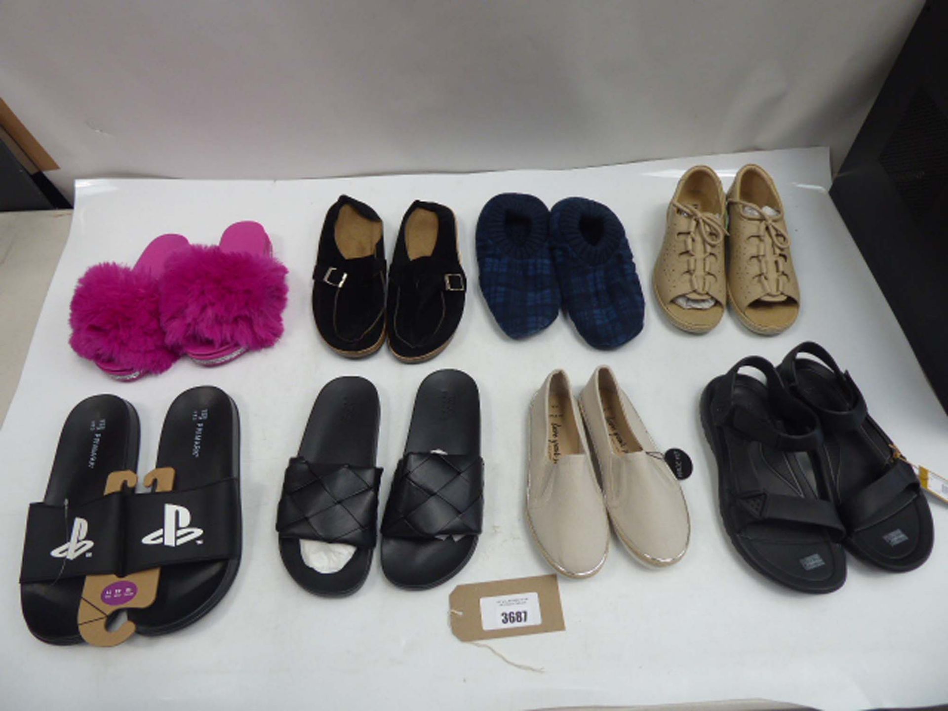Bag of loose assorted sandals and slippers (approx 14 pairs)