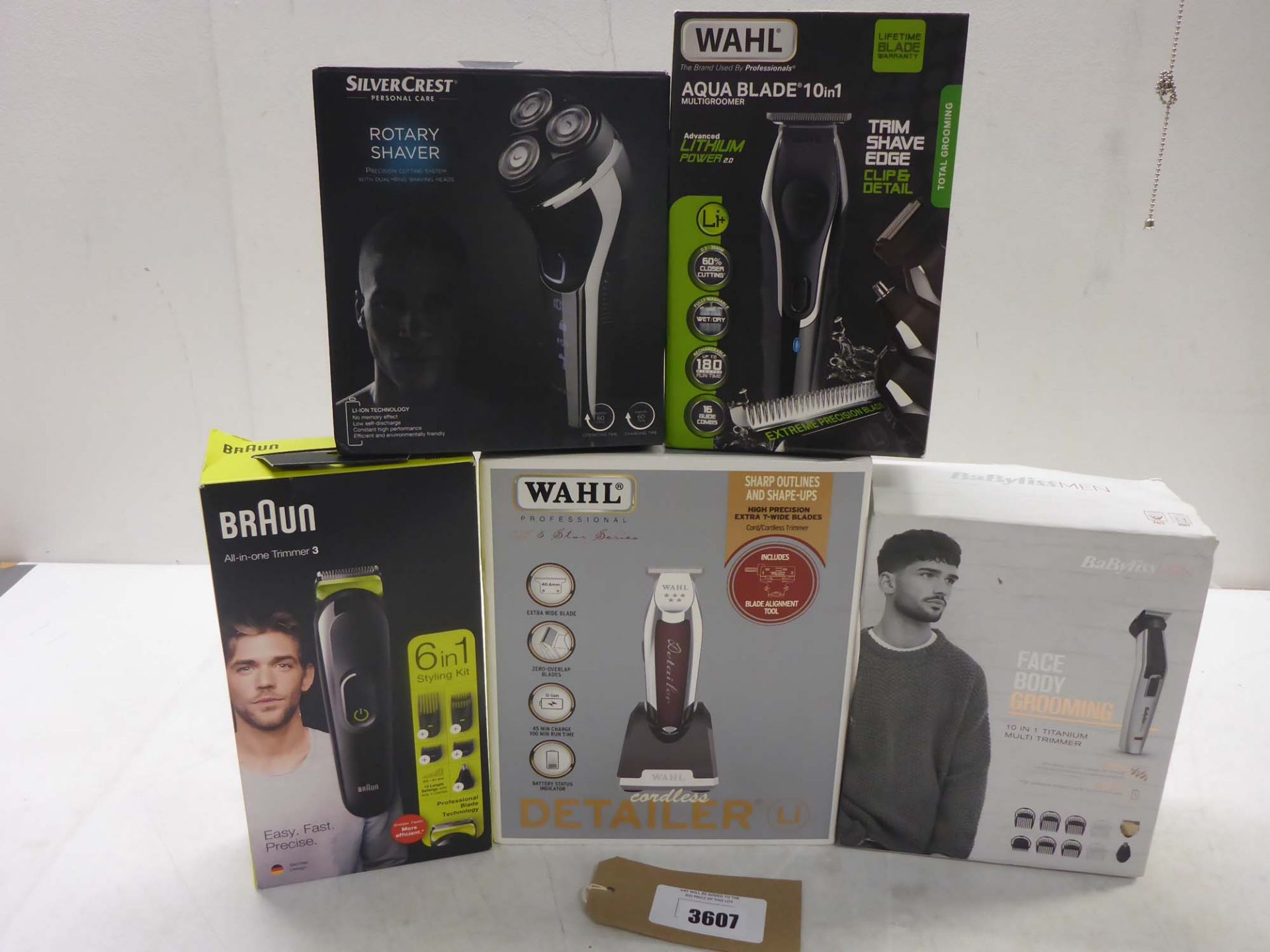 Wahl 5 Star Series cordless detailer, Wahl Aqua blade 10 in 1, Braun All in One Trimmer 3,