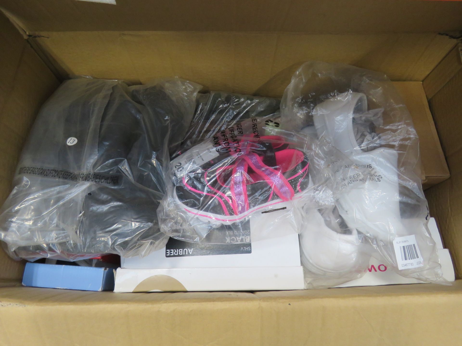 Box of mixed assorted shoes